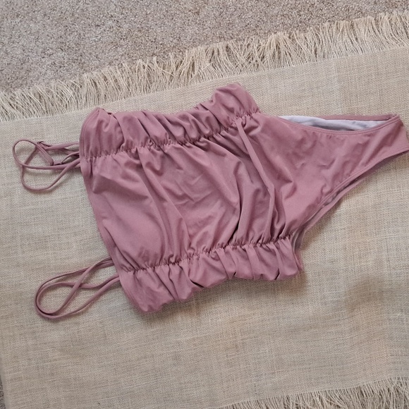 Pink Lily ruched seams square cut bandeau top one piece swimsuit rose SzM - Picture 11 of 11